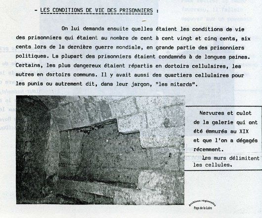 document et photo : description des conditions de vie des prisonniers